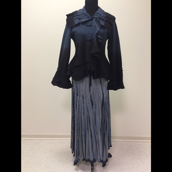 Covelo Jackets & Blazers - Blue wool jacket with tie-dye skirt.